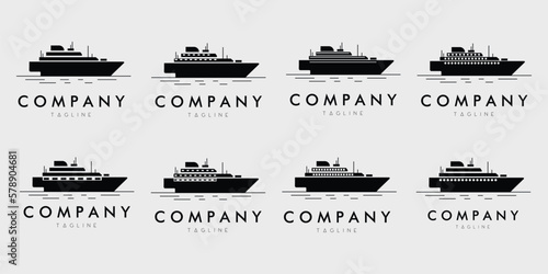 cruise ship logo vector illustration design silhouette collection