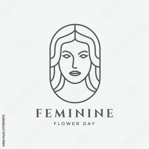 woman face beauty makeup feminine style minimalist logo design vector illustration