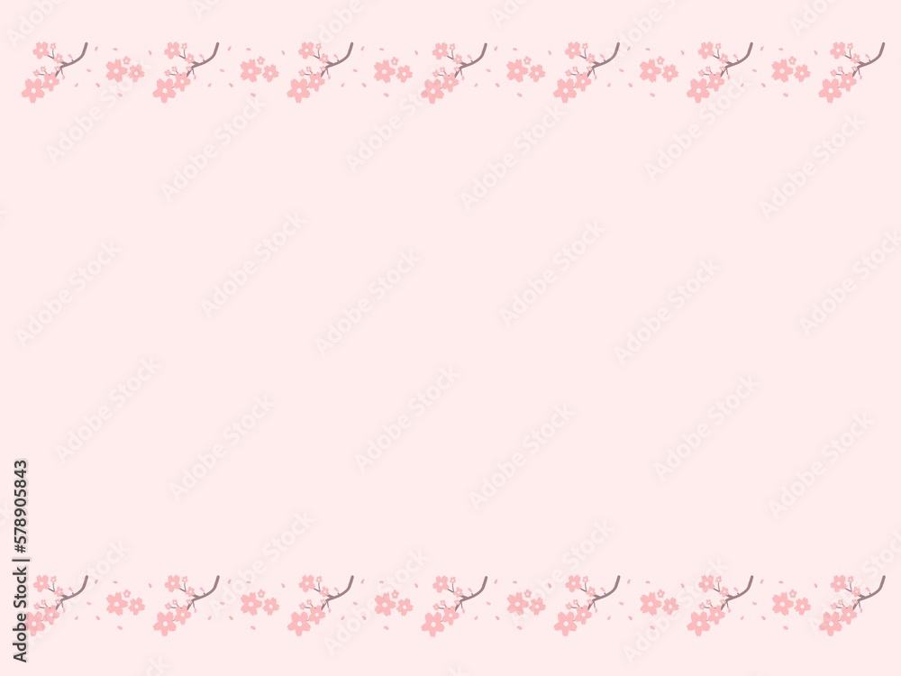 A notepad stationery design with a cherry tree branch pattern with pink Japanese cherry blossoms listed on both sides