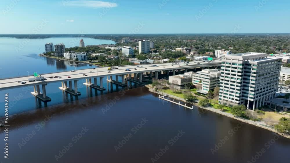 Aerial view of the Riverside neighborhood with the St. Johns River on the left side. Aerial view of the Riverside neighborhood with the St. Johns River on the left side.