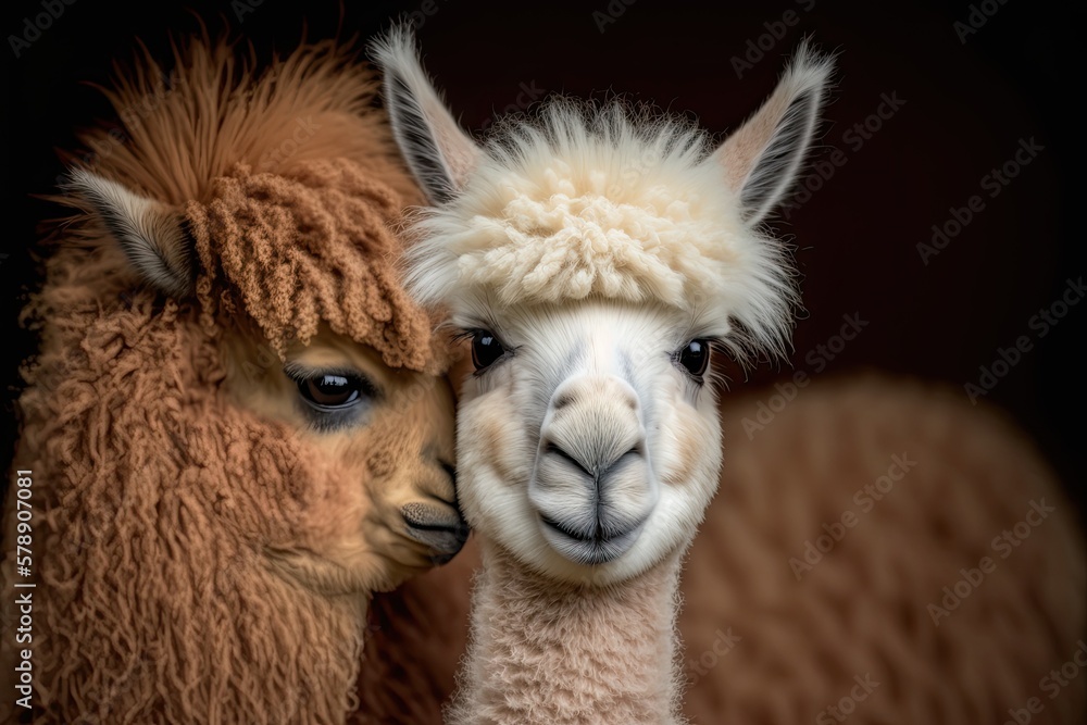 An adorable alpaca (lama, llama) at the zoo. Paddock cade with a gorgeous llama or alpaca. A hay chewing animal is depicted in this artwork. Tender alpaca in a zoo or llama farm, photographed up close