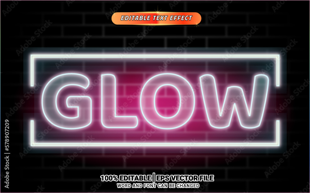 Glow neon 3d text effect template design Glow neon 3d text effect template design