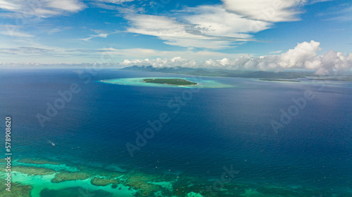 Tropical islands and blue sea view from above. Balabac, Palawan. Philippines.