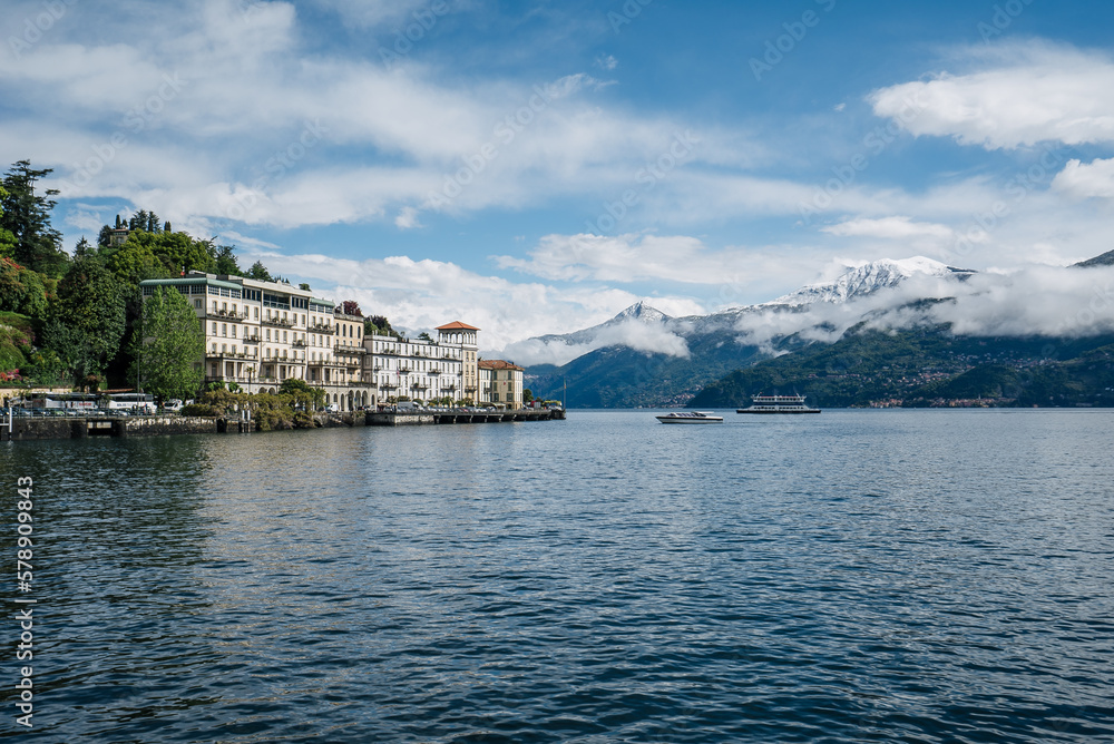 Buildings of Cadenabbia village and Lake Como, Italy