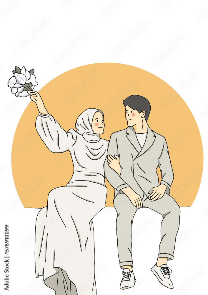 Fototapeta premium Marriage Couple Illustration