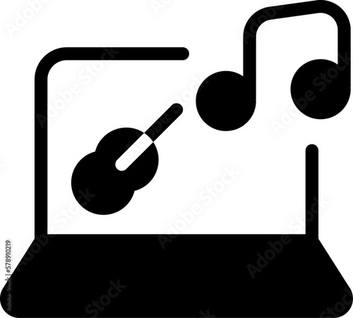 Online Concert Icon Vector - This icon is typically designed to represent an online music concert. It may feature a musical note or a microphone along with an image of a stage or concert hall