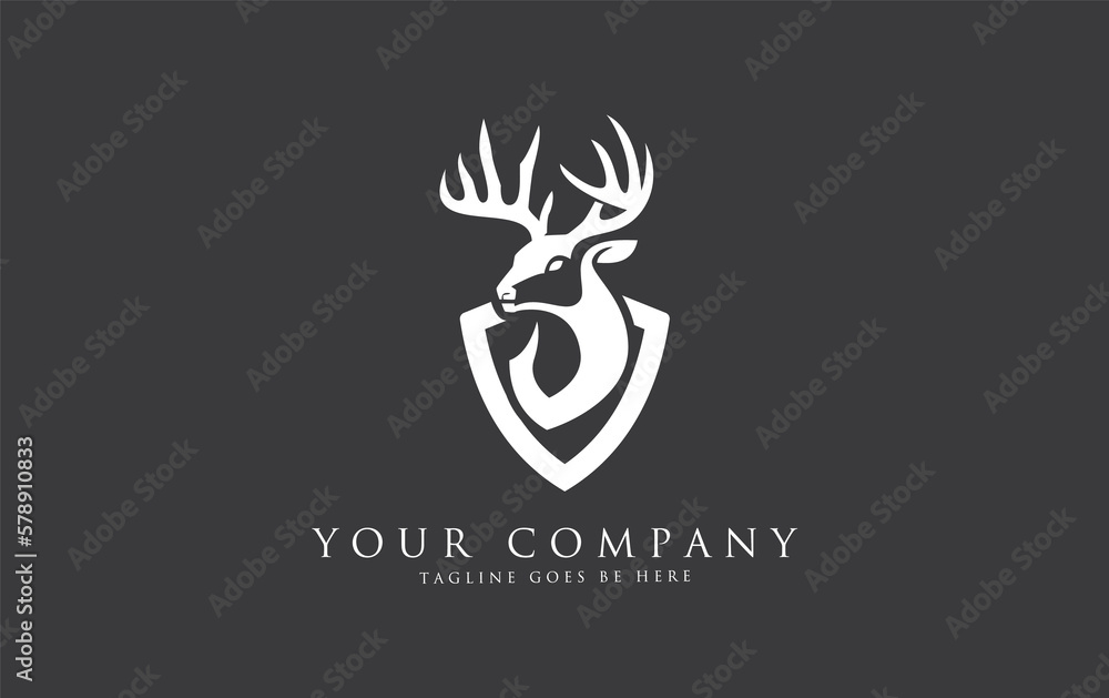 Unique Deer and Deer head logo and art design with a simple circle Unique Deer and Deer head logo and art design with a simple circle