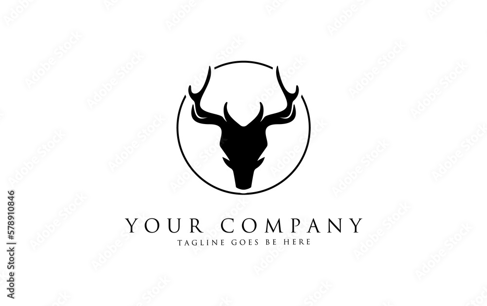 Obraz premium Unique Deer and Deer head logo and art design with a simple circle