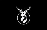 Unique Deer and Deer head logo and art design with a simple circle