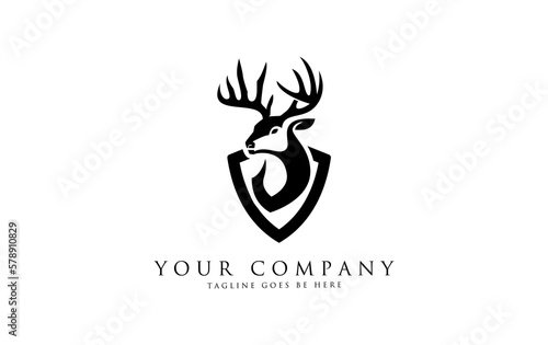 Unique Deer and Deer head logo and art design with a simple circle