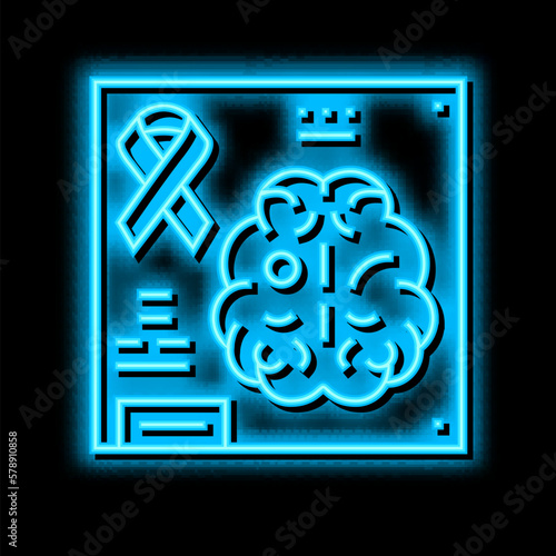 neuro-oncology researching neon glow icon illustration