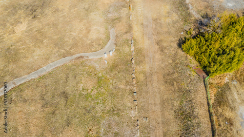 Wallpaper Mural Aerial view of ancient wall of stone fortress in Yeosu, South Korea. Torontodigital.ca