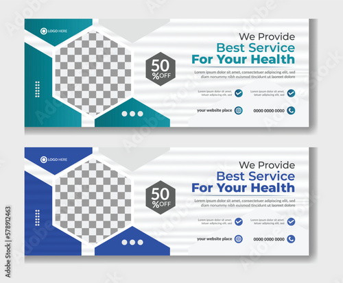 Modern Business Professional Medical Healthcare timeline Cover and Web Banner Template
