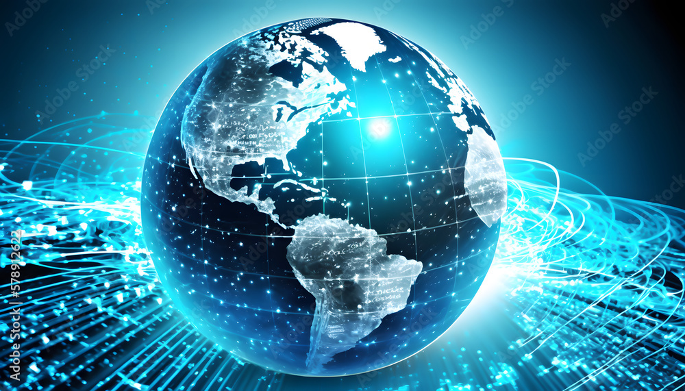 Fototapeta premium Global internet network, generative AI