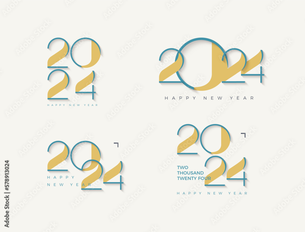 New year 2024 set with unique and clean numbers. Premium design for new year greetings for banners, posters or social media and calendars.