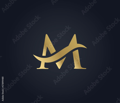 letter M wave sign logo