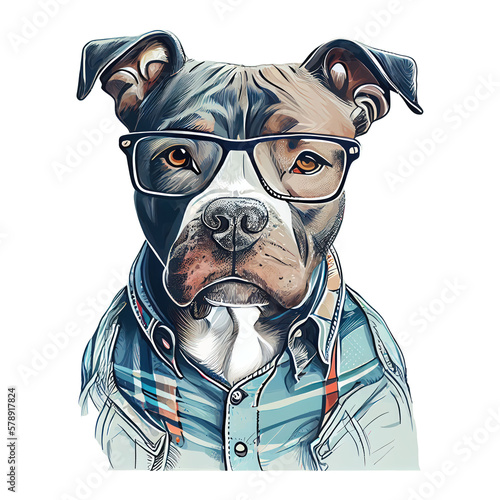 Foto Staffordshire Bull Terrier dog on white background, transparent png, generative