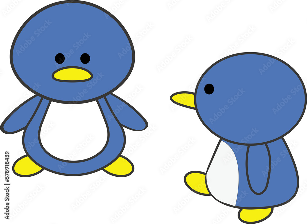 Two cute cartoon version penguins Two cute cartoon version penguins