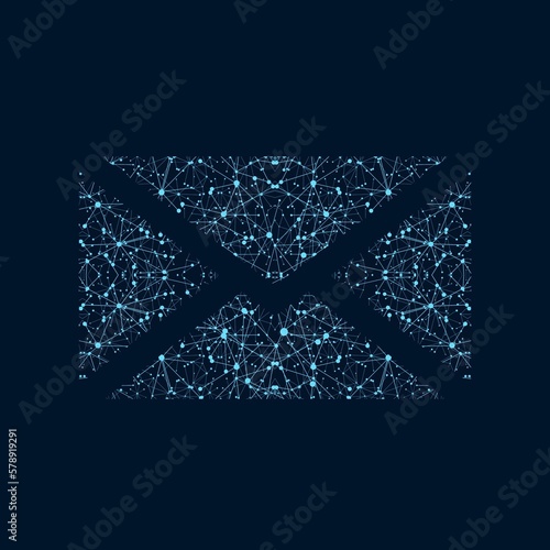 illustration Blue lines are connected in technology concept