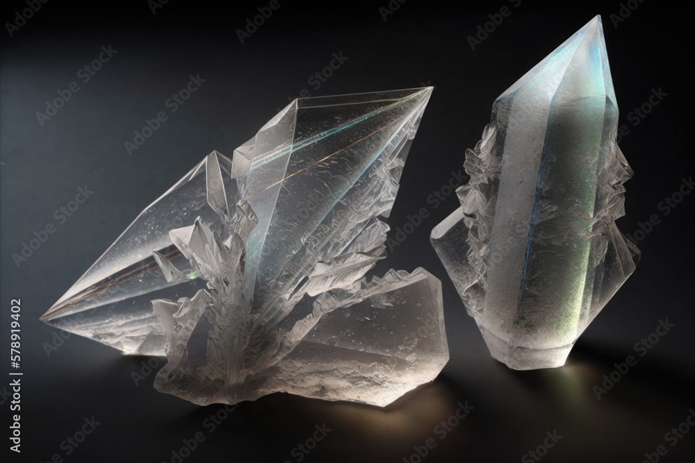 Obraz premium Ice shard shaped natural quartz crystals. Generative AI