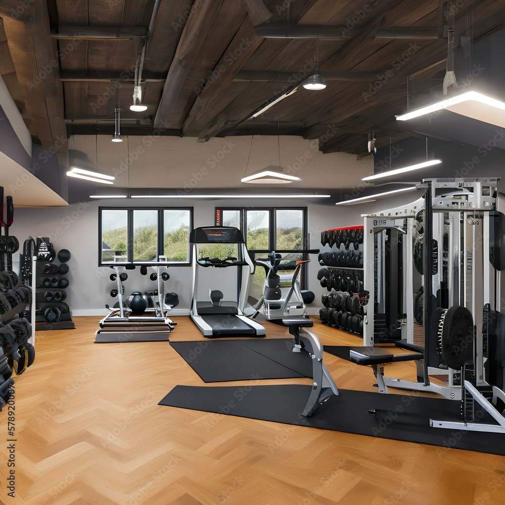 A home gym with tons of equipment2, Generative AI A home gym with tons of equipment2, Generative AI