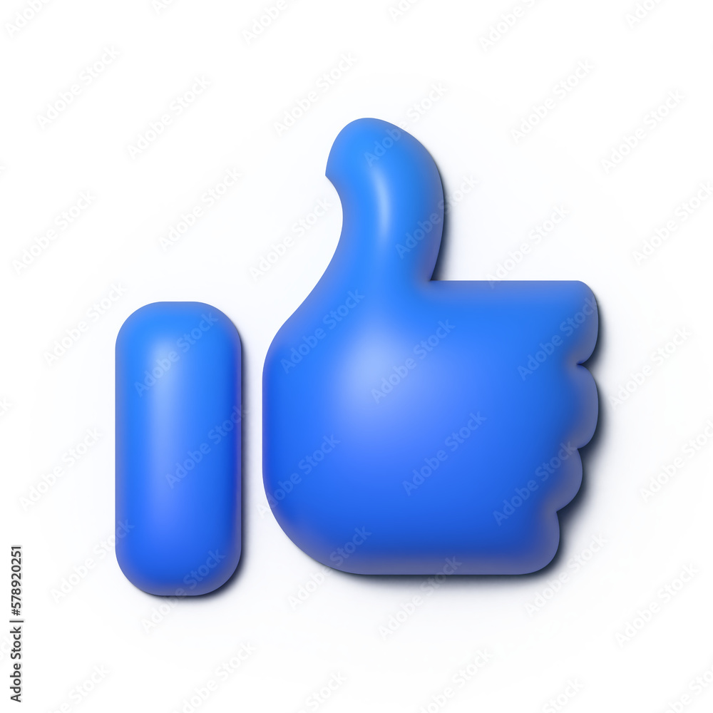 thumbs up like icon, 3D rendering thumbs up like icon, 3D rendering