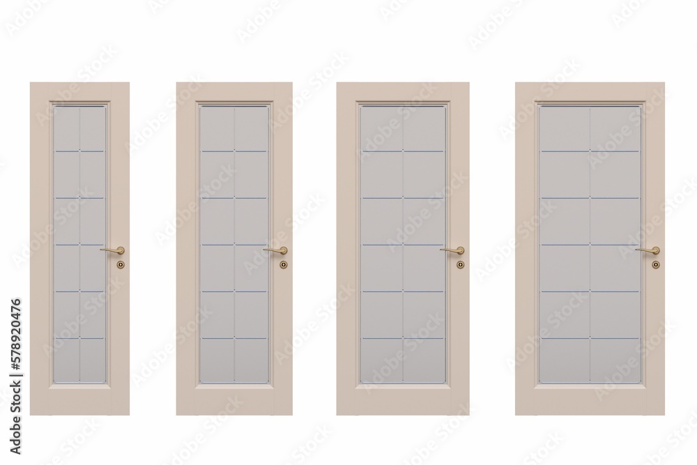 Fototapeta premium interior doors isolated on white background, interior furniture, 3D illustration, cg render