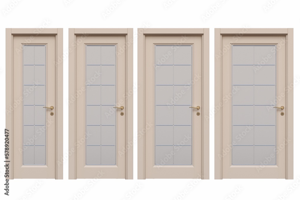 Fototapeta premium interior doors isolated on white background, interior furniture, 3D illustration, cg render
