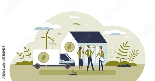 Environmental agency with nature protection, care or control tiny person concept, transparent background. Green, sustainable and ecological company with awareness.