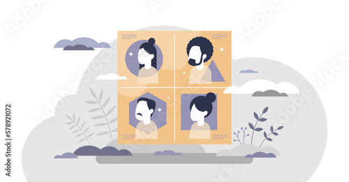 Personality types as various characteristics or moods tiny person concept, transparent background.Psychological mental groups division illustration.