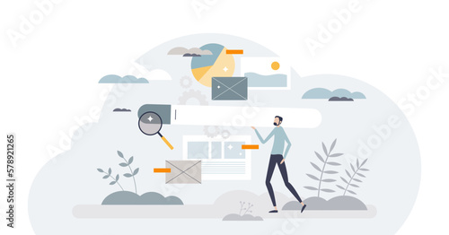 UX research or user experience analysis for website tiny person concept, transparent background. Effective and responsive web page content interface development.