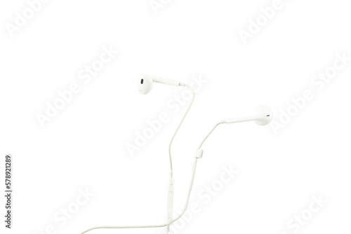 Earphones isolated on white background closeup view