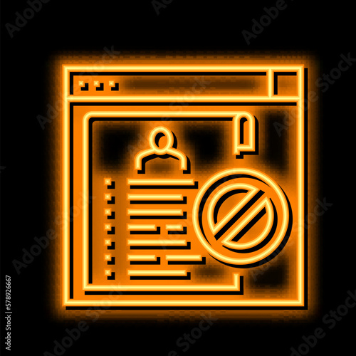 blacklist of persons neon glow icon illustration