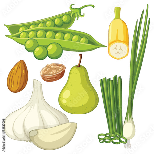 Set of mix fruit and vegetable