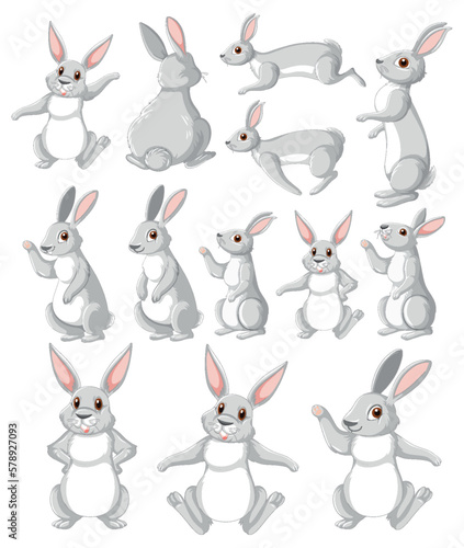 Cute rabbit cartoon character collection