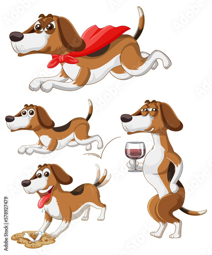 Set of cute dog cartoon
