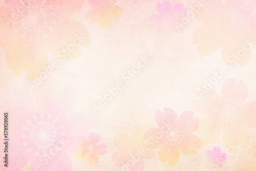Fototapeta Naklejka Na Ścianę i Meble -  桜の花の和風背景 ピンクの春の壁紙