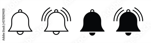 notification bell icon set. alarm bell icon. new message notification icon symbol sign collections, vector illustration