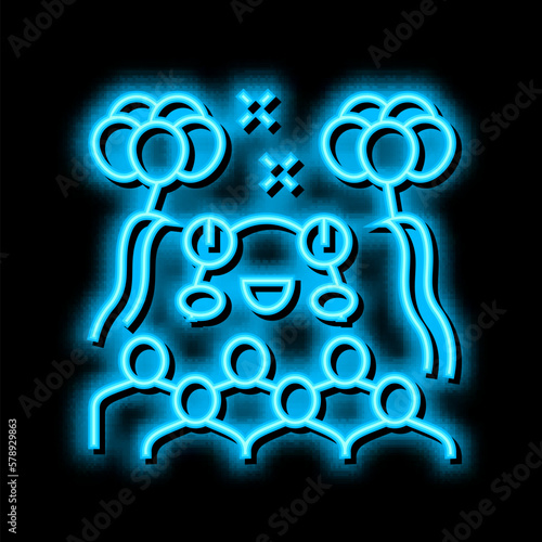 monster kids party neon glow icon illustration