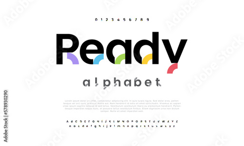 Modern abstract digital alphabet font. Minimal technology typography, Creative urban sport fashion futuristic font and with numbers. vector illustration