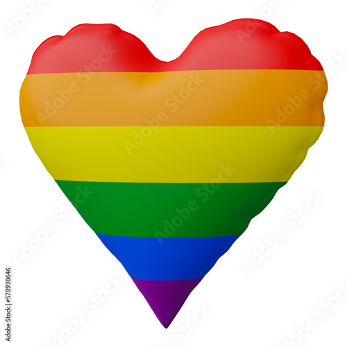 3D render  Pride LGBT on heart icon isolated on transparent background.