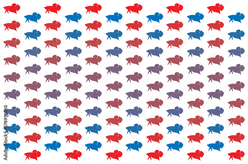 Colorful siamese fighting fish shape texture pattern on white background, seamless vector file. Colorful siamese fighting fish shape texture pattern on white background, seamless vector file.