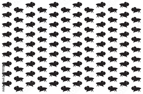 Black siamese fighting fish shape texture pattern on white background  seamless vector file.