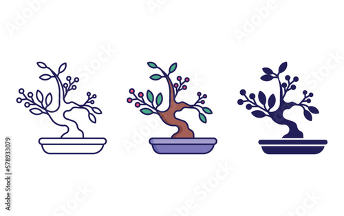 juniper bonsai tree  vector icon
