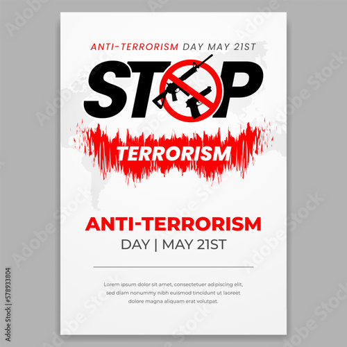 Anti-terrorism day May 21st with stop terrorism campaign flyer design