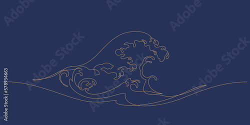 ocean wave rippled in continuous line drawing vector illustration