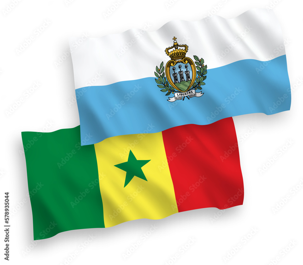 Flags of San Marino and Republic of Senegal on a white background