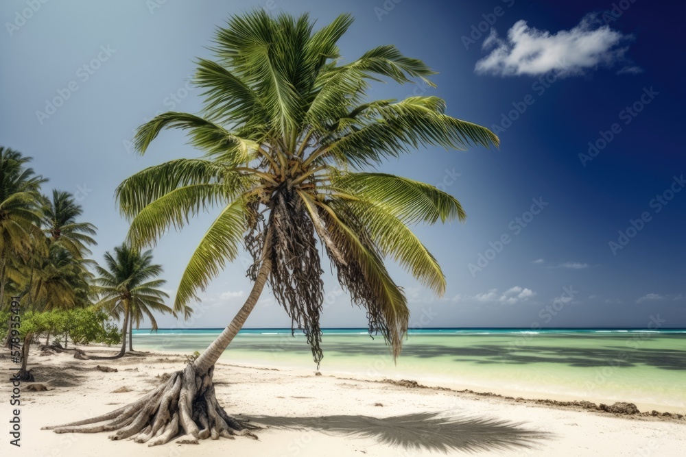 Dominican Republic palm tree on the beach. Generative AI Dominican Republic palm tree on the beach. Generative AI