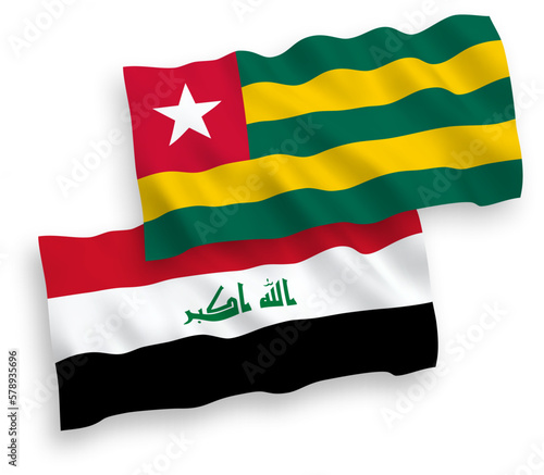 Flags of Togolese Republic and Iraq on a white background