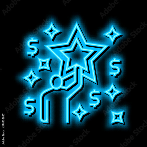 businessman motivation for goal achievement neon glow icon illustration